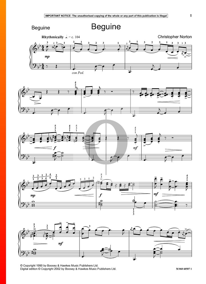 Beguine (Christopher Norton) Piano Sheet Music - OKTAV