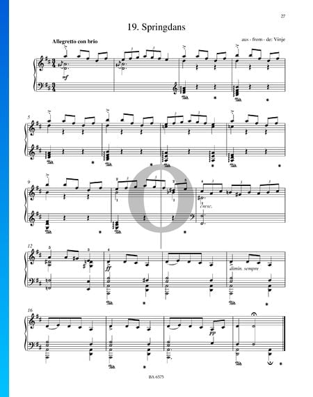 Springdans, Vinje Sheet Music