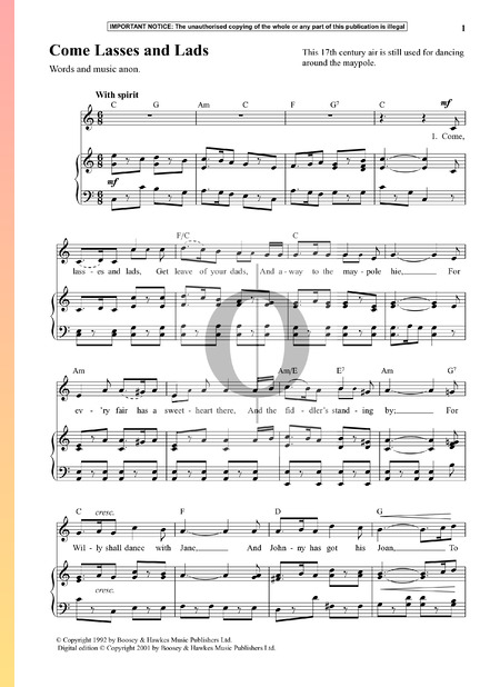 Come Lasses And Lads Sheet Music