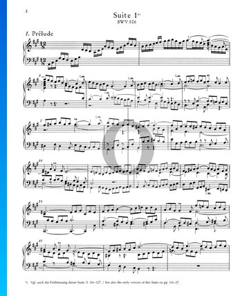 English Suite No. 1 A-Major, BWV 806: 1. Prélude bladmuziek