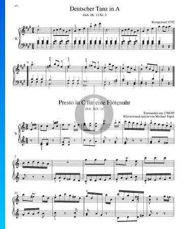 Presto in C-Dur für eine Flötenuhr, Hob. XIX:24 Musik-Noten