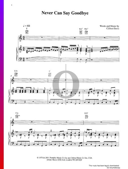 Never Can Say Goodbye Musik-Noten