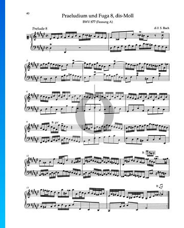 Prelude D-sharp Minor, BWV 877 Spartito