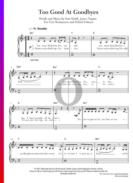 Too Good At Goodbyes Musik-Noten