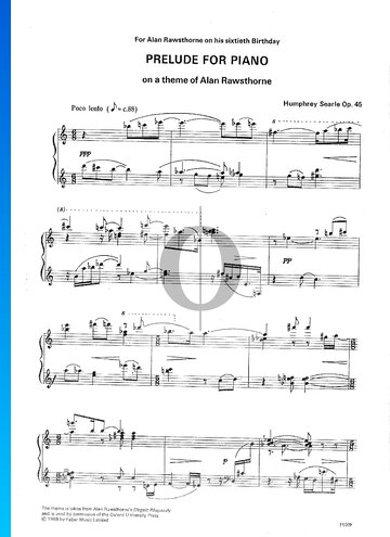 Partition Prelude for Piano, Op. 45