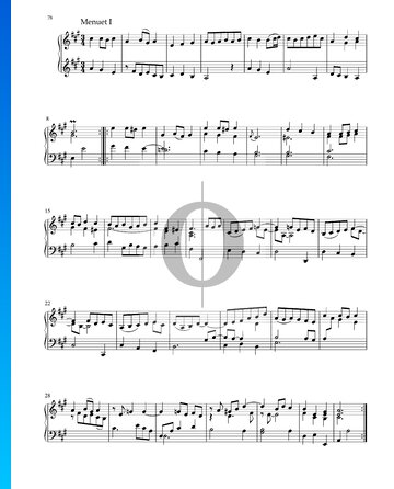 Partita en la mayor, BWV 1006: 4. Minueto I, II Partitura
