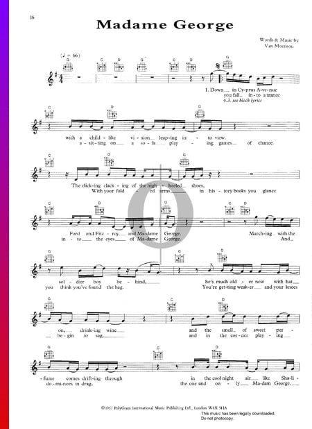 Madame George Sheet Music