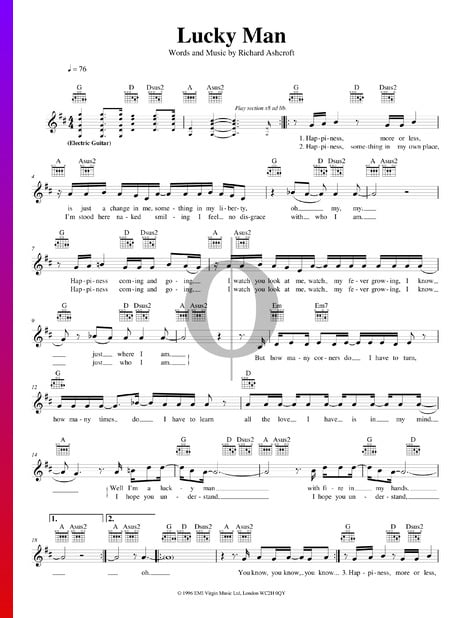 Lucky Man Sheet Music
