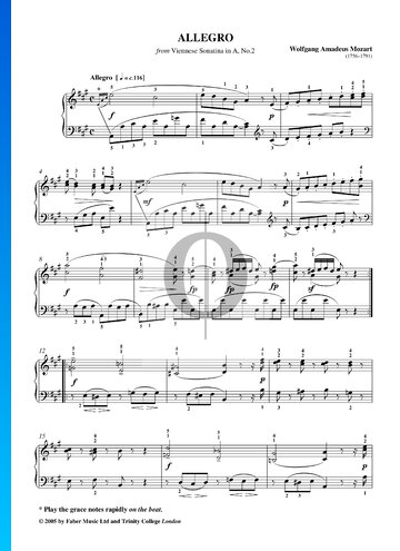 Sonatina vienesa, n.º 2 en la mayor, K 439b: 1. Allegro Partitura