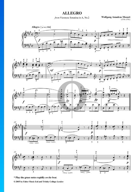 Viennese Sonatina, No. 2 in A Major, K 439b: 1. Allegro Sheet Music