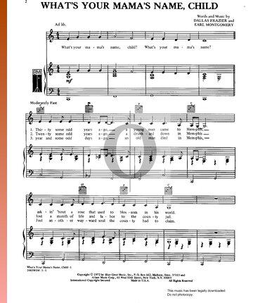 What's Your Mama's Name Child Sheet Music