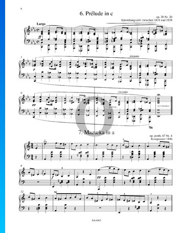 Partition Prélude en Do mineur, Op. 28 No. 20