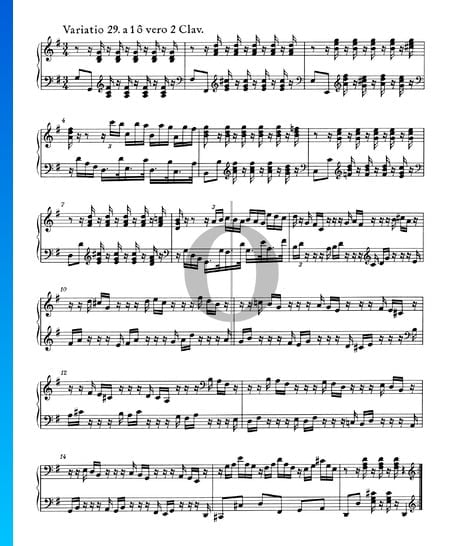 Goldberg Variationen, BWV 988: Variatio 29. a 1 ô vero 2 Clav. Musik-Noten