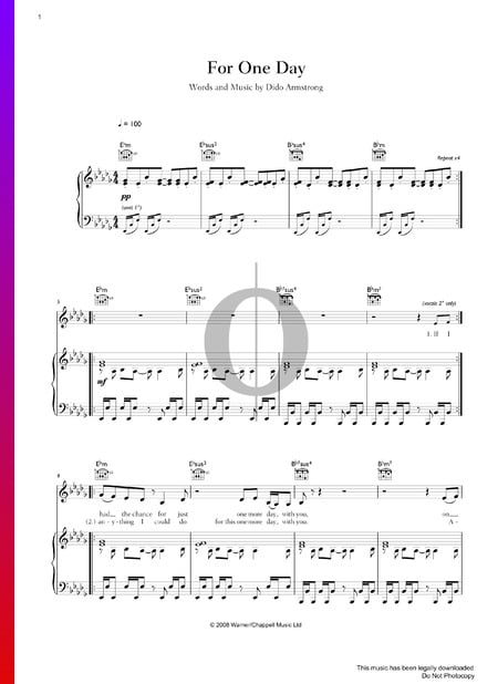 For One Day Musik-Noten