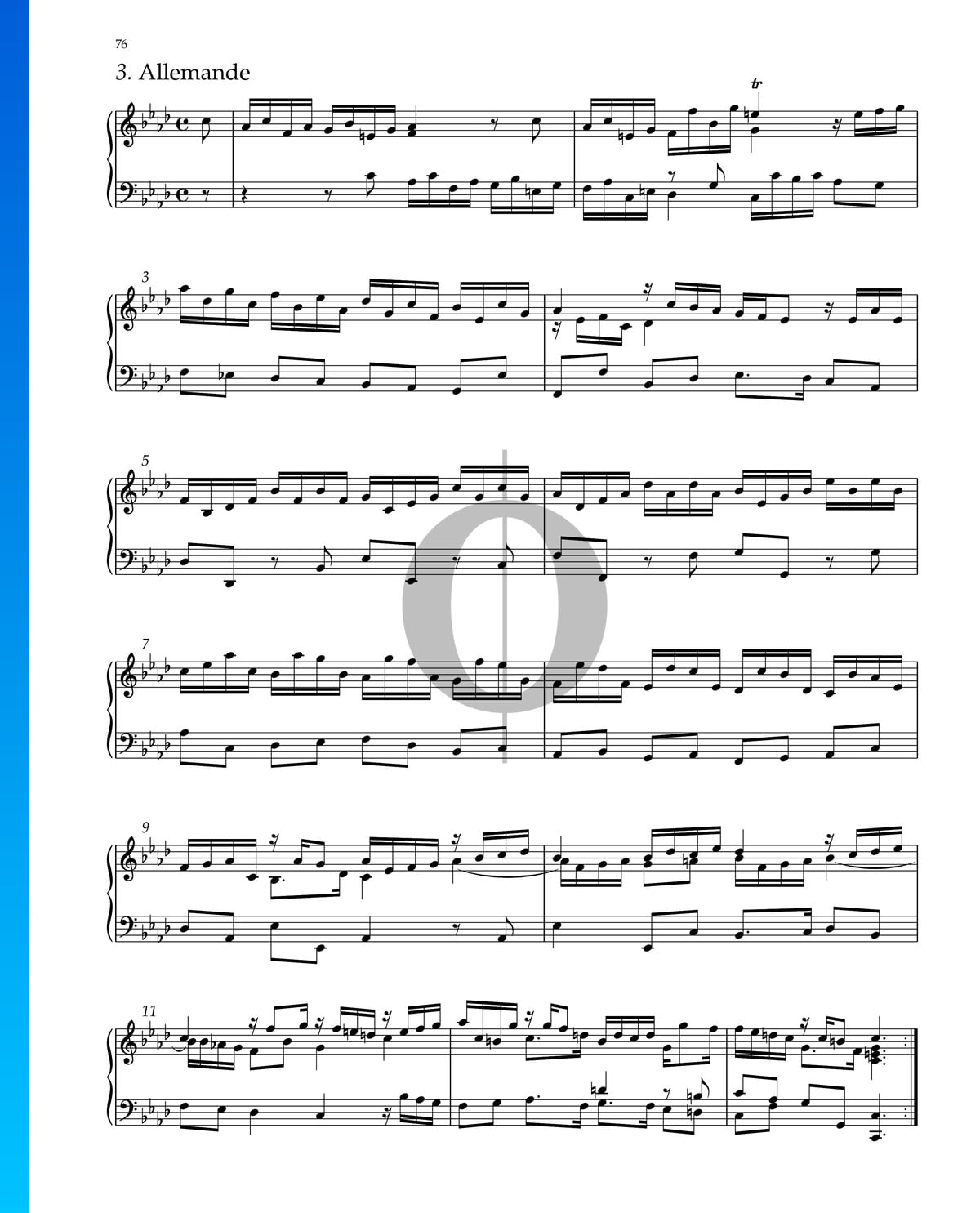 Suite No. 8 F Minor, HWV 433: 3. Allemande Sheet Music (Piano Solo) - OKTAV