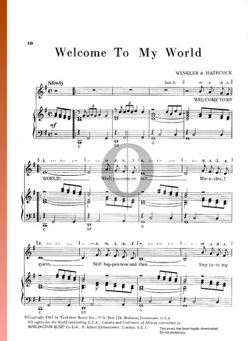 Welcome To My World Sheet Music