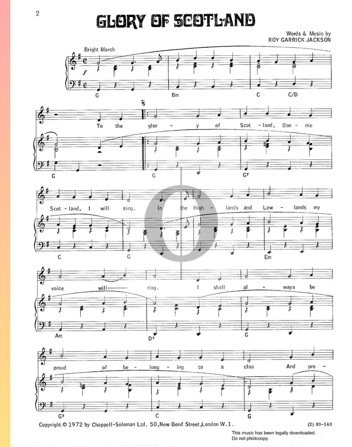 The Glory Of Scotland (Roy Garrick Jackson) Piano Sheet Music OKTAV