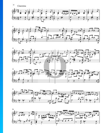 Partition Partita en Sol mineur, BWV 1004: 5. Ciaccona