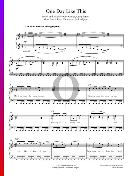 One Day Like This Sheet Music