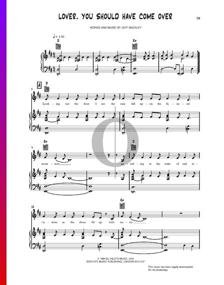 Lover, You Should've Come Over Partitura