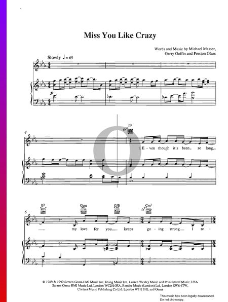 Miss You Like Crazy Sheet Music