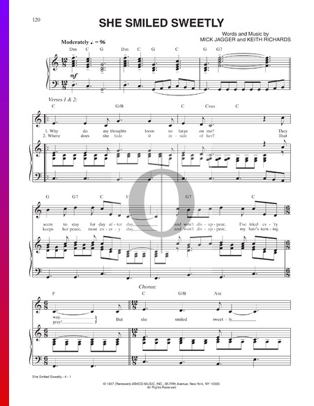 She Smiled Sweetly Sheet Music