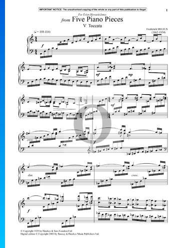 Five Piano Pieces: 5. Toccata Sheet Music