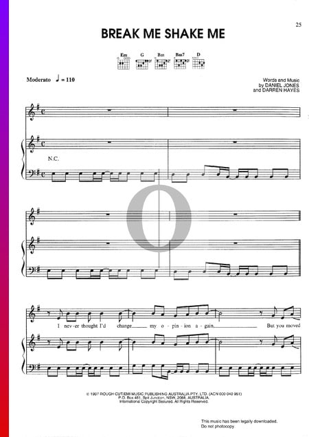 Break Me Shake Me Musik-Noten