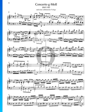Partition Concerto en Sol mineur, BWV 983: 1. Allegro