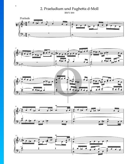 Prélude en Ré mineur, BWV 899 Partition