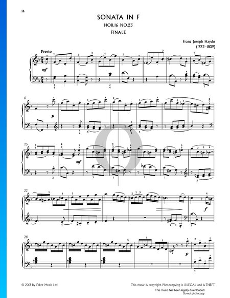Sonata in F Major, Hob XVI: 23: Finale, Presto
