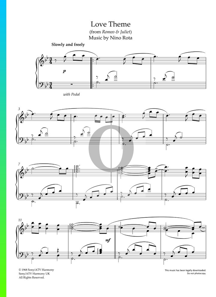 Love Theme (romeo And Juliet) Piano Sheet Music From Romeo And Juliet 