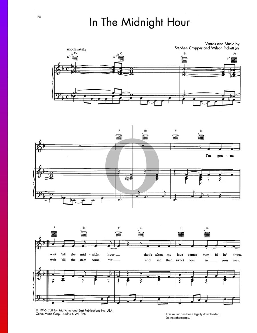 In The Midnight Hour (Wilson Pickett) Piano Sheet Music - OKTAV