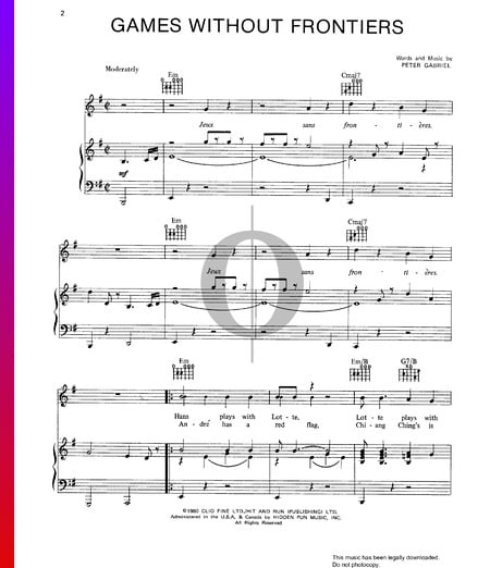 Games Without Frontiers Sheet Music