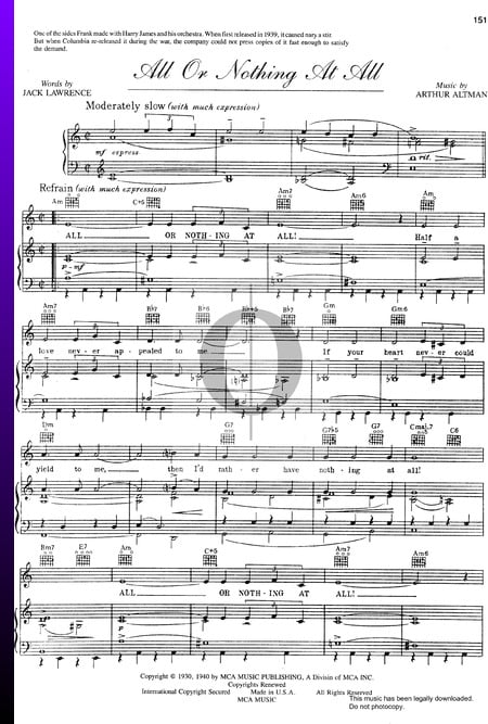 All Or Nothing At All Sheet Music