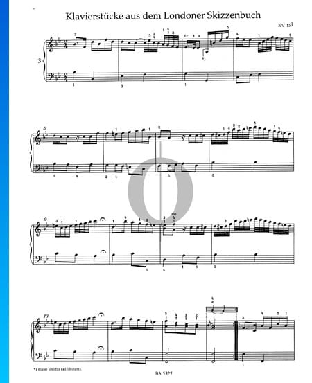 Klavierstücke aus dem Londoner Skizzenbuch, KV 15 Musik-Noten