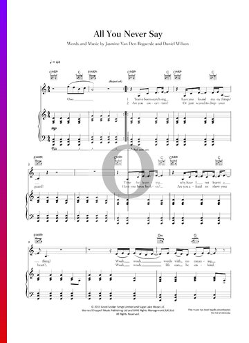 All You Never Say Sheet Music