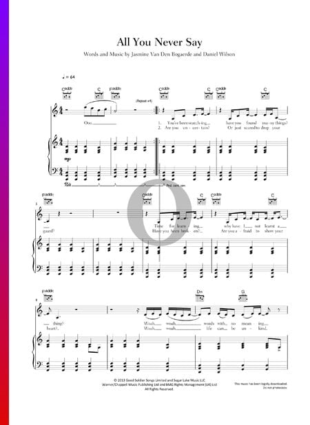 All You Never Say Sheet Music