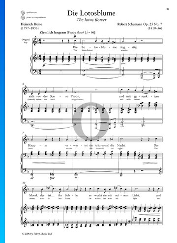 Die Lotosblume, Op. 25 No. 7 Sheet Music