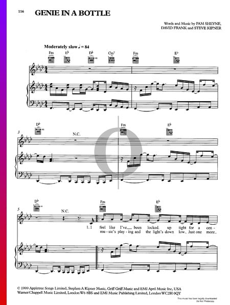 Genie In A Bottle Sheet Music
