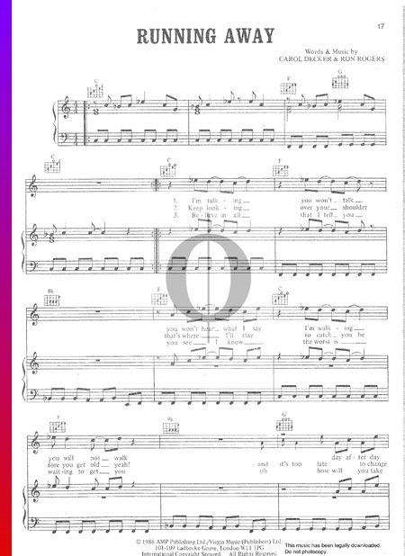 Running Away Sheet Music