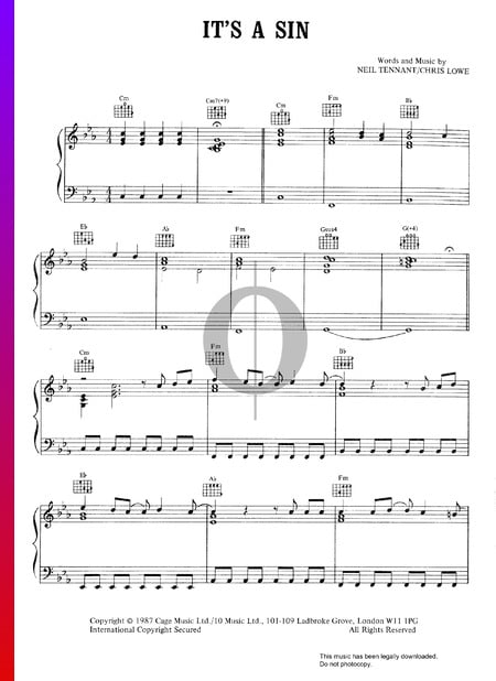 It's A Sin Sheet Music