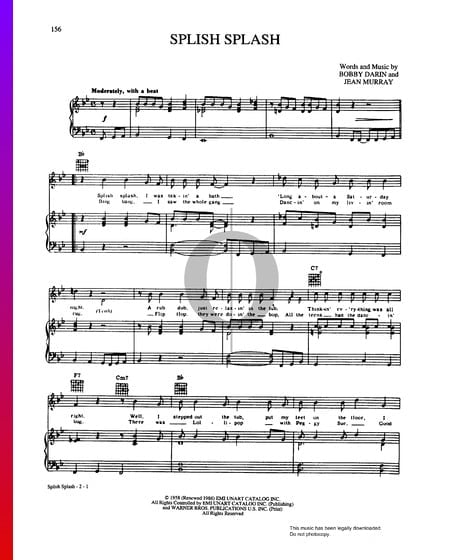 Splish Splash Musik-Noten