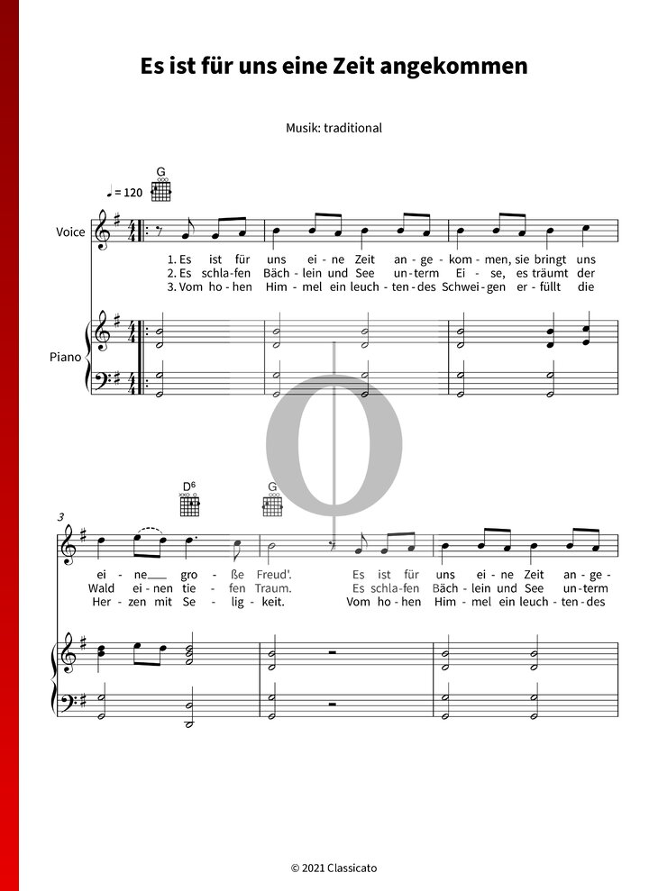 Es Ist Für Uns Eine Zeit Angekommen Noten Pdf Es Ist Für Uns Eine Zeit Angekommen (Anonymous) Piano Sheet Music - OKTAV