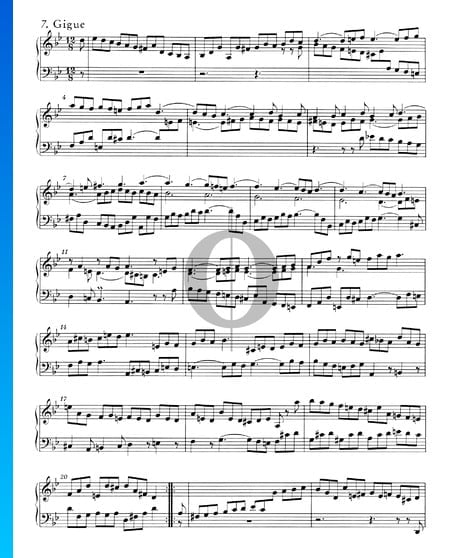 Englische Suite Nr. 3 g-Moll, BWV 808: 7. Gigue Musik-Noten