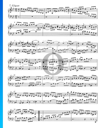 Suite inglesa n.º 3 en sol menor, BWV 808: 7. Giga Partitura