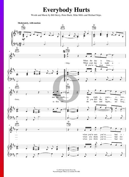 Everybody Hurts Sheet Music