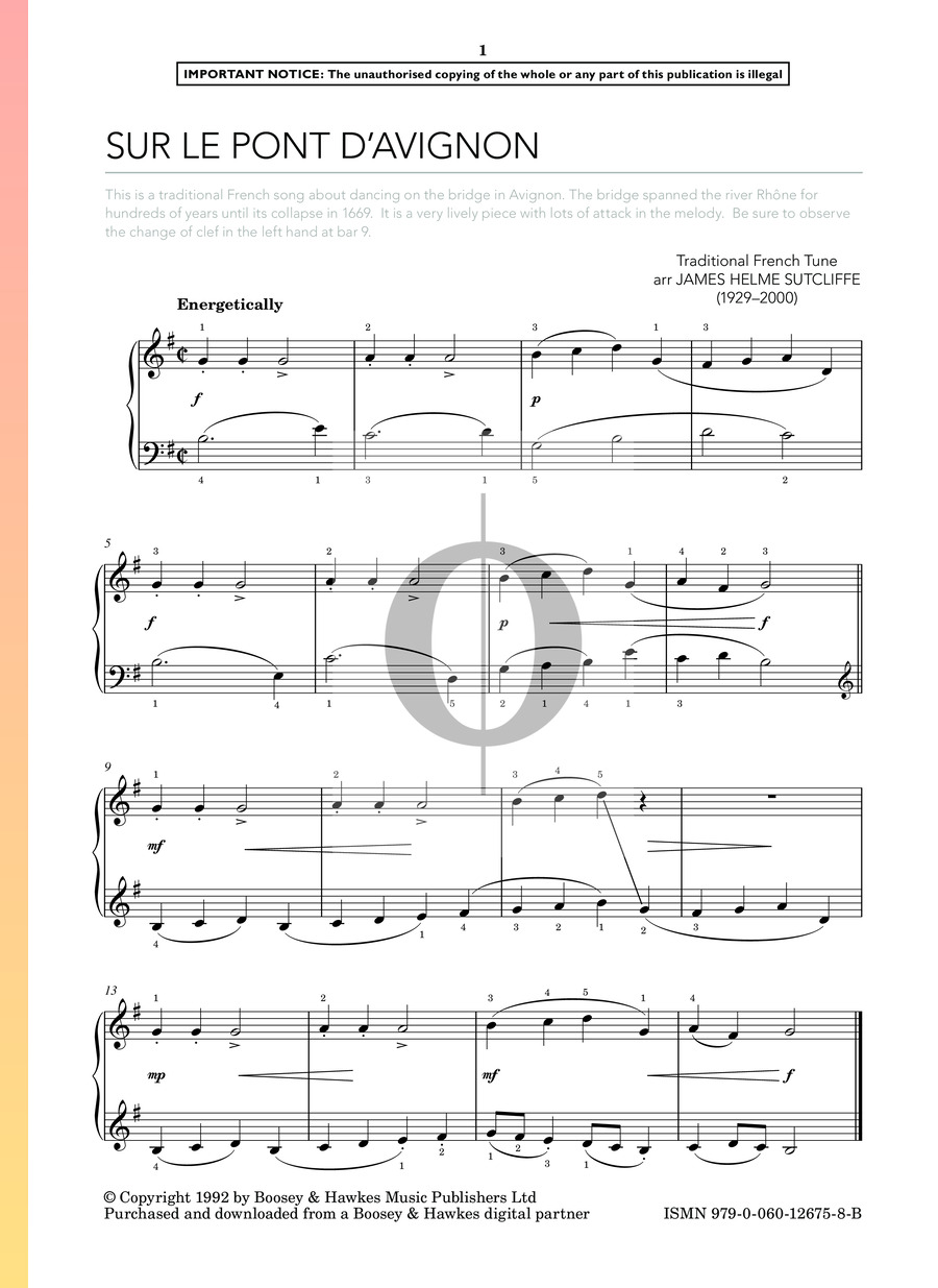 Sur Le Pont D'Avignon (Anonymous) Piano Sheet Music - OKTAV