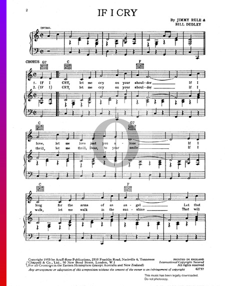 If I Cry Musik-Noten