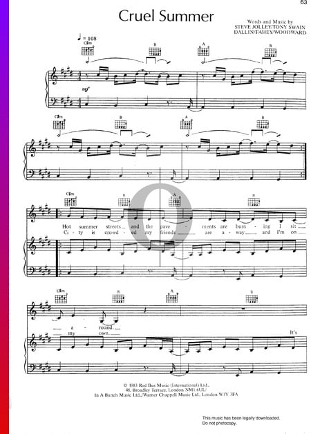Cruel Summer Sheet Music